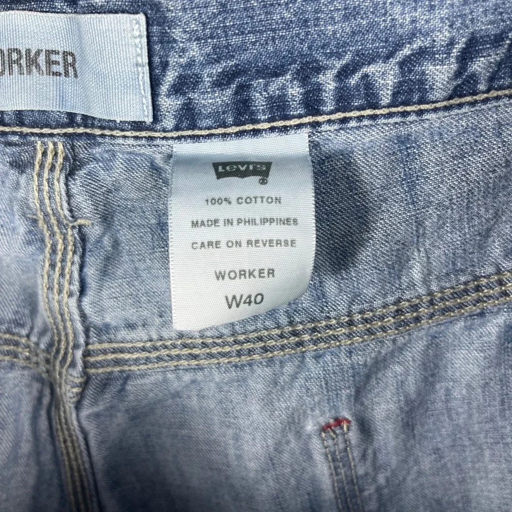 Levi's Worker Denim Shorts Mens 40 Blue Light Wash Carpenter Utility Relaxed